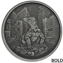 2022 Silver 1 oz Tokelau AI Apocalypse Komodo Dragon Antiqued