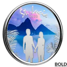 2022 Silver 1 oz St. Lucia: Romantic Couple Proof (Colored)