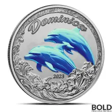 2023 1 oz EC8 Dominica Dolphin Silver Proof Coin (Colored)