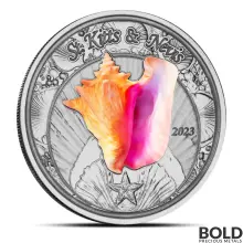 2023 1 oz EC8 St Kitts & Nevis Conch Shell Silver Proof Coin (Colored)