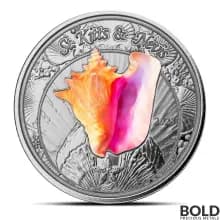 2023 1 oz EC8 St Kitts & Nevis Conch Shell Silver Proof Coin (Colored)