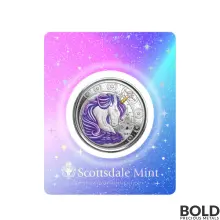 2023 Silver 1 oz Ghana Unicorn "Aurora" Purple Coin