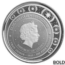 2023 Silver 1 oz Ghana Unicorn "Aurora" Purple Coin
