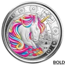 2023 Silver 1 oz Ghana Unicorn "Blossom" Rainbow Coin