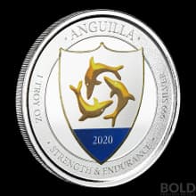2020 Silver Anguilla Coat of Arms 1 oz Colored Proof