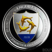 2020 Silver Anguilla Coat of Arms 1 oz Colored Proof