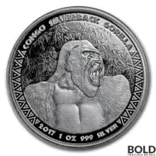 2017 Silver 1 oz Republic of Congo Gorilla