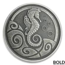 2019 1 oz Samoa Seahorse Silver Coin (Antiqued)