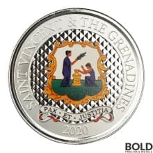 2020 EC8 St Vincent Grenadines Coat of Arms 1 oz Silver (Colored)