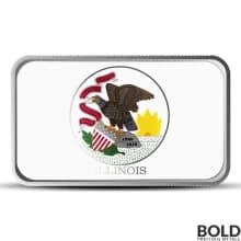 1 oz Illinois State Flag Silver Bar (Colored)