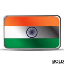 1 oz India Country Flag Silver Bar (Colored)