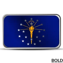1 oz Indiana State Flag Silver Bar (Colored)