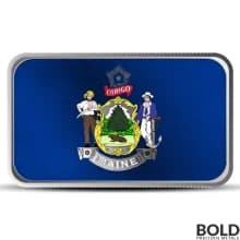 1 oz Maine State Flag Silver Bar (Colored)