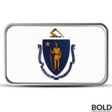 1 oz Massachusetts State Flag Silver Bar (Colored)