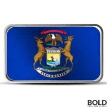 1 oz Michigan State Flag Silver Bar (Colored)