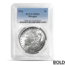 1921 Morgan Silver Dollar (MS63, PCGS)