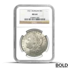 1921 Morgan Silver Dollar (MS64, NGC)