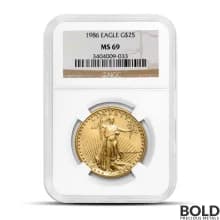 1986 1/2 oz America Eagle Gold Coin (MS69, NGC)