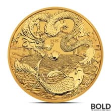 2024 1 oz Perth Myths & Legends: Dragon and Koi Gold Coin (BU)