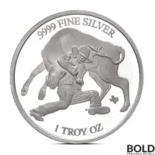 2024 1 oz Texas Mint Steer Wrestling Silver Round