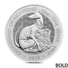 2025 10 oz British Tudor Beasts: Greyhound of Richmond Silver Coin (BU)