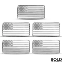 Highland Mint 10 oz Flag Silver Bar - Lot of 5