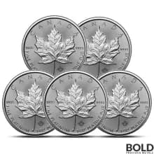 Lot of 5 - 2024 1 oz Canadian Maple Leaf Platinum Coin (BU)
