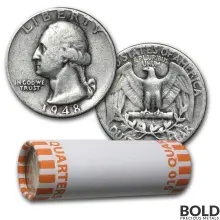 90% Silver - $0.25 FV Mixed Quarters Circulated/Junk