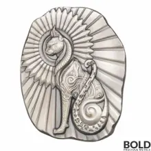 Silver 5 oz Argentia Egyptian Cat Antiqued Bar