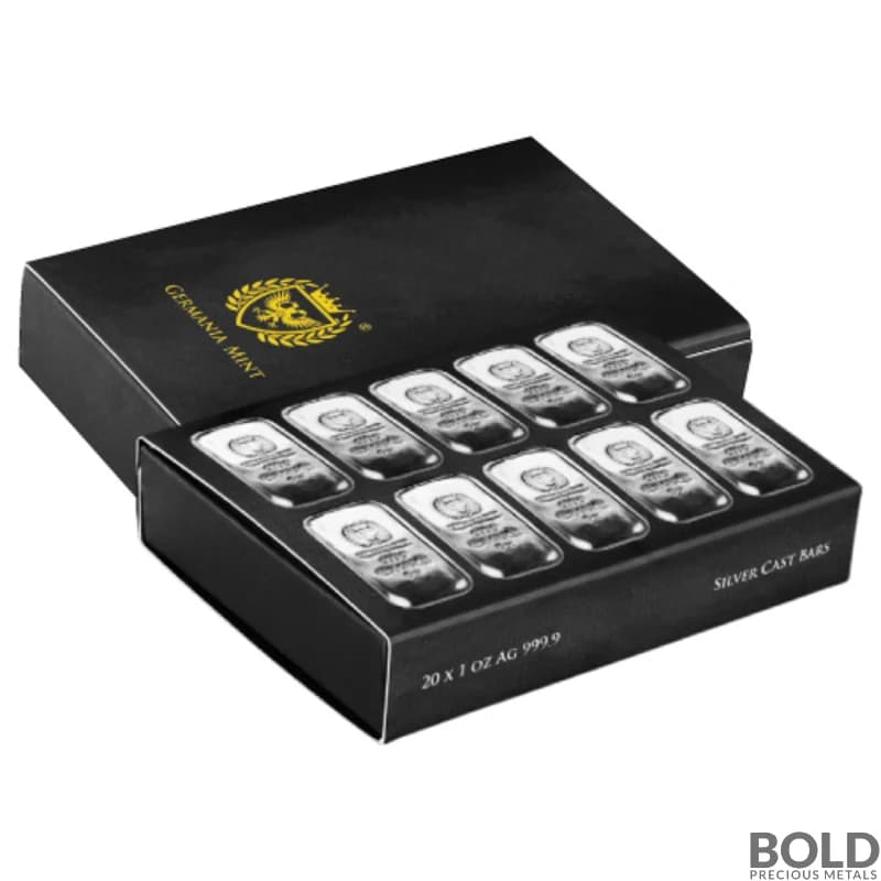 1 oz Germania Mint Silver Cast Bar (Box of 20)