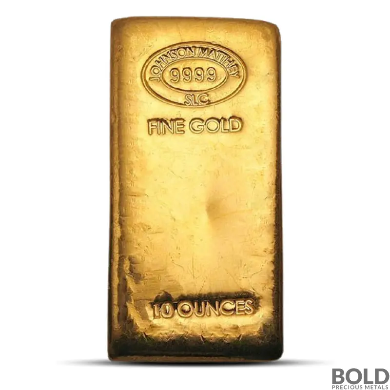 10 oz Johnson Matthey Gold Cast Bar