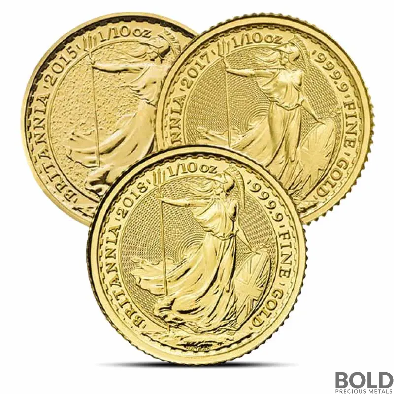 Gold 1/10 oz British Royal Mint Britannia Random Coin (BU)
