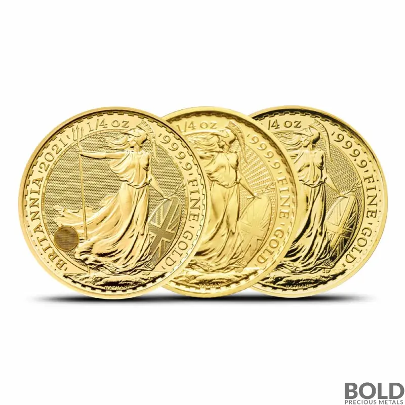 1/4 oz British Royal Mint Britannia Gold Coin (BU, Random)