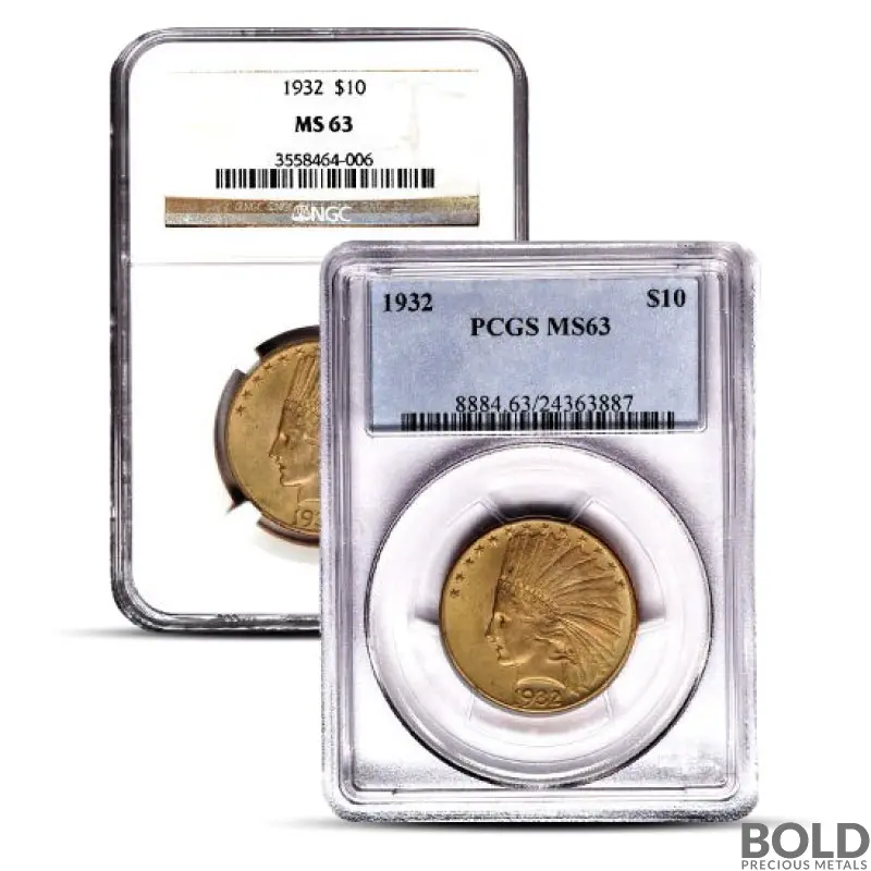 $10 Indian Gold Eagle Coin (MS63, NGC or PCGS)