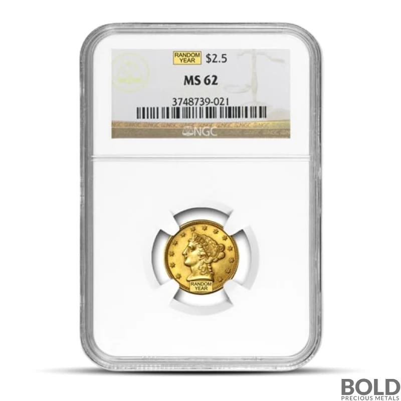 $2.50 Liberty Quarter Gold Eagle (MS62, NGC or PCGS, Random)