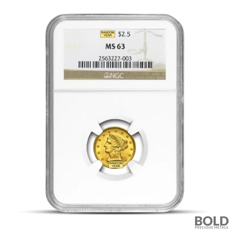 $2.50 Liberty Quarter Gold Eagle (MS63, NGC or PCGS, Random)