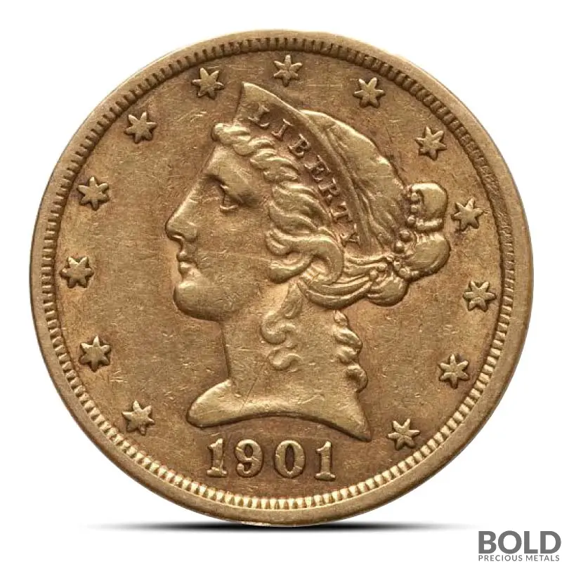 $5 Liberty Half Gold Eagle Coin (VF)