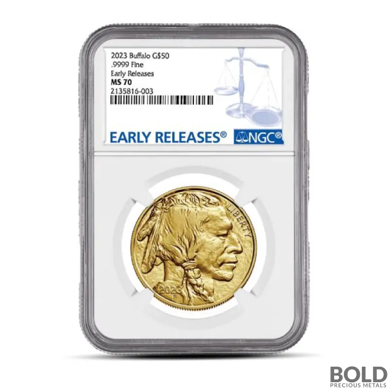 1 oz Gold Buffalo Coin MS70 (NGC, Early Releases)
