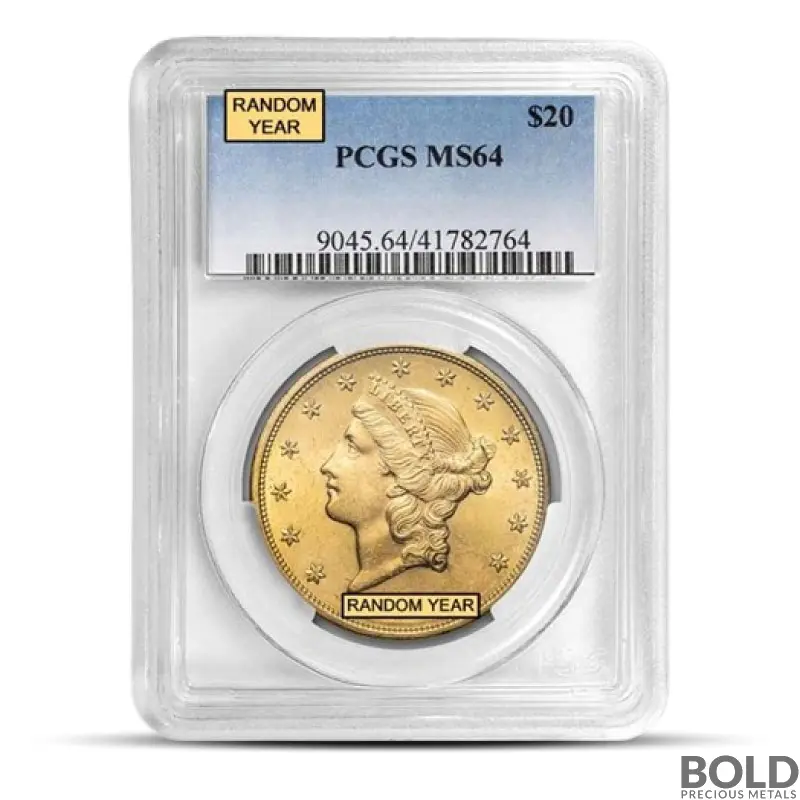 $20 Liberty Double Eagle Gold Coin (MS64, NGC or PCGS)