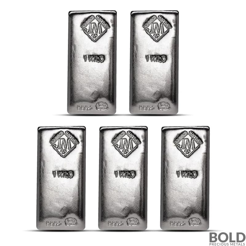 1 Kilo Johnson Matthey Silver Bar - Lot of 5