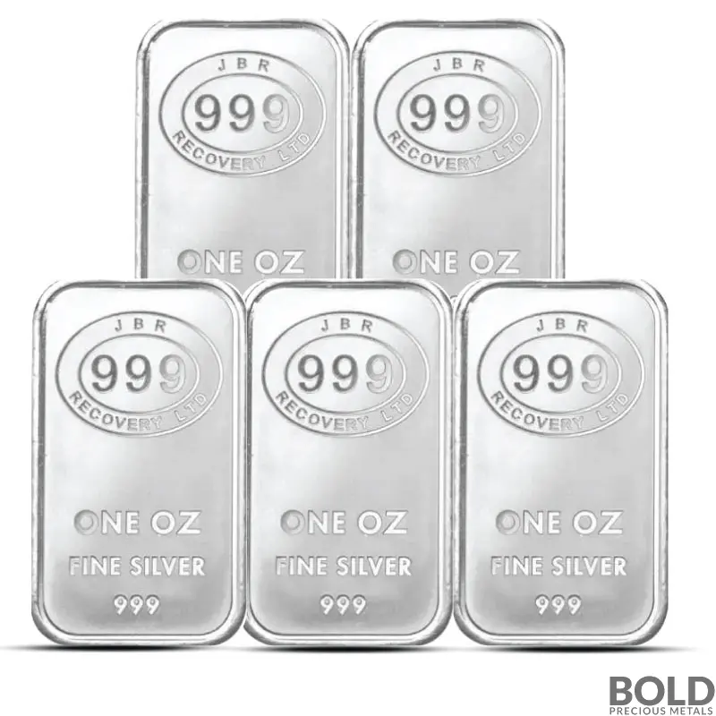 1 oz JBR Silver Bar (Lot of 5)