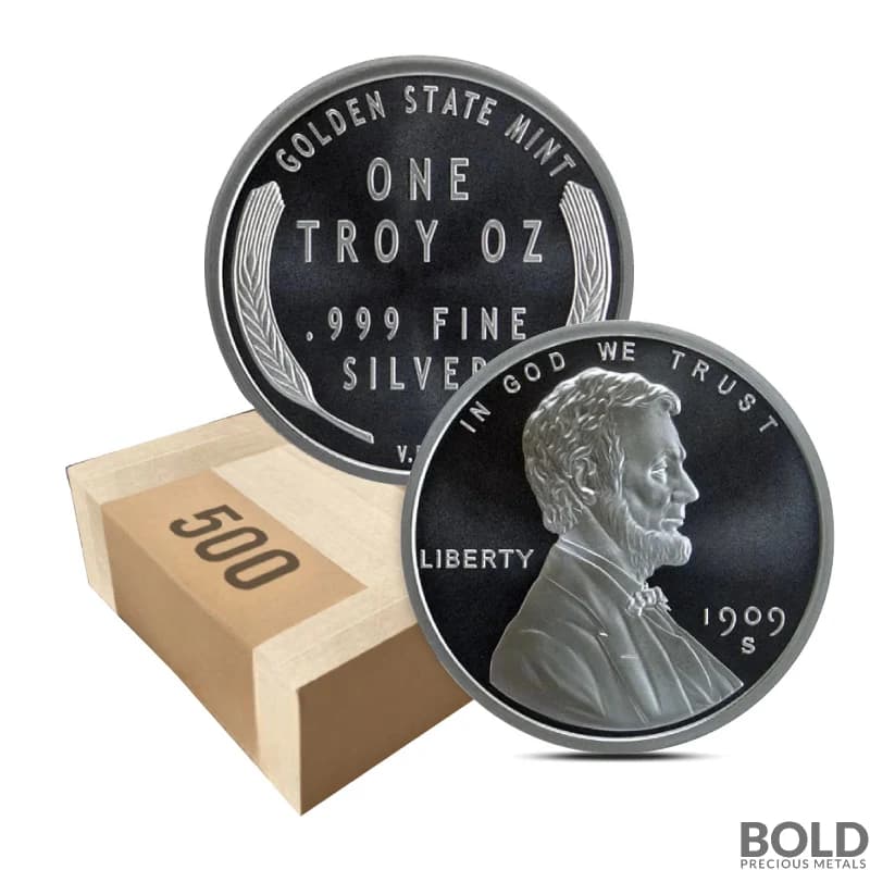 1 oz Lincoln Wheat Cent Silver Round 999 Fine - Box of 500