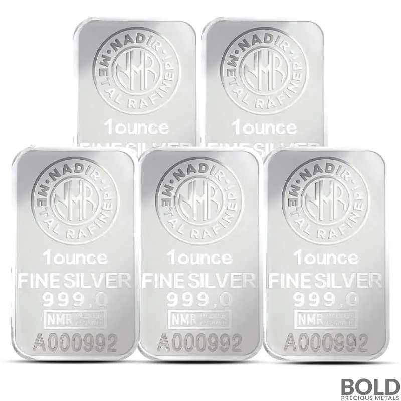1 oz Nadir Silver Bar (Lot of 5)