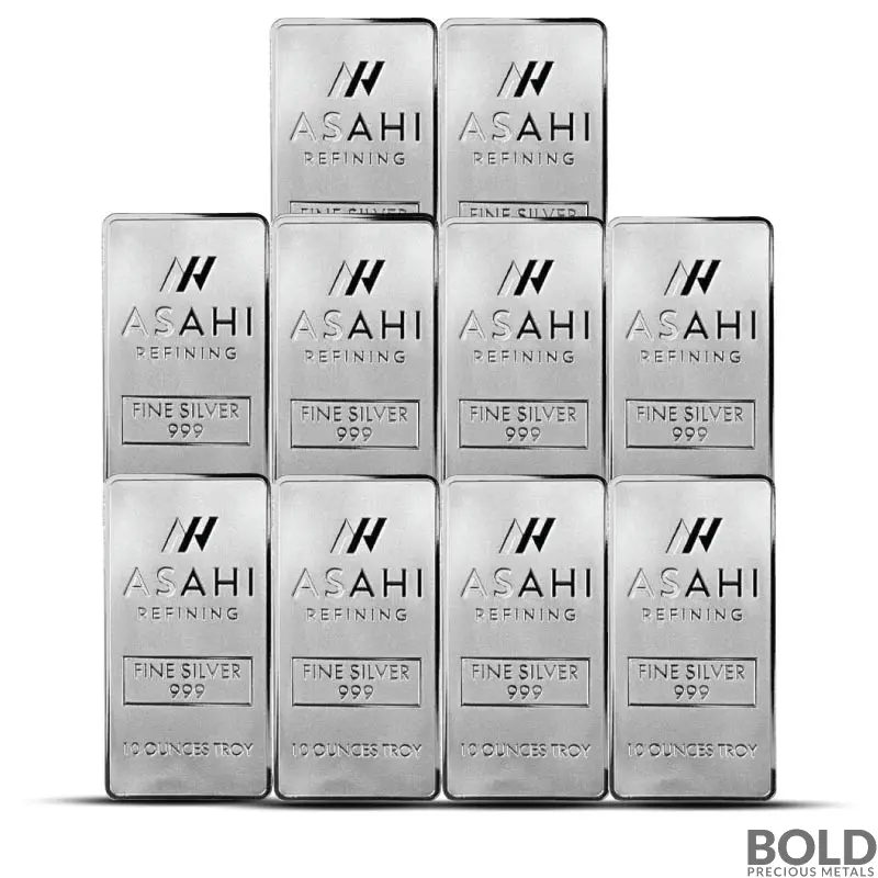 10 oz Asahi Silver Bar (Lot of 10)