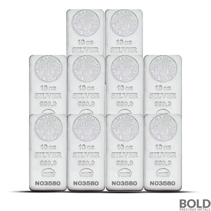 10 oz Nadir Silver Bar (Lot of 10)