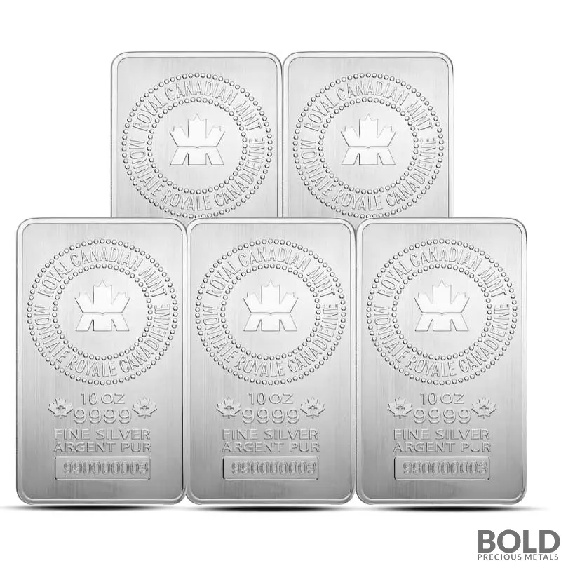 10 oz RCM Silver Bar (Lot of 5)