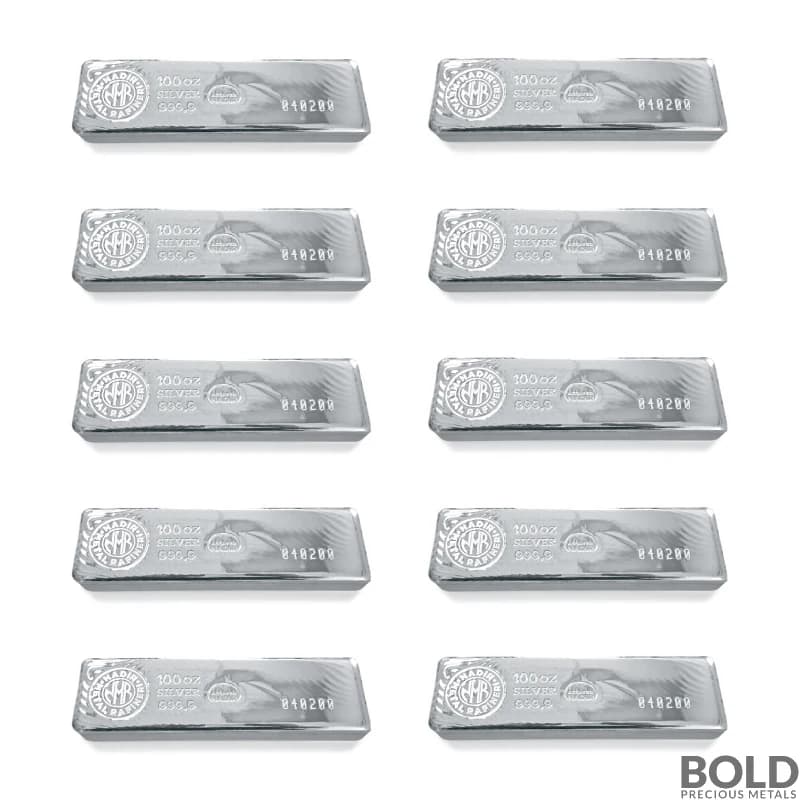 100 oz Nadir Silver Bar - Lot of 10