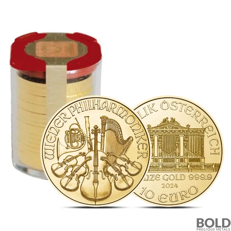 2024 1/10 oz Austrian Philharmonic Gold Coin - Tube of 20 (BU)