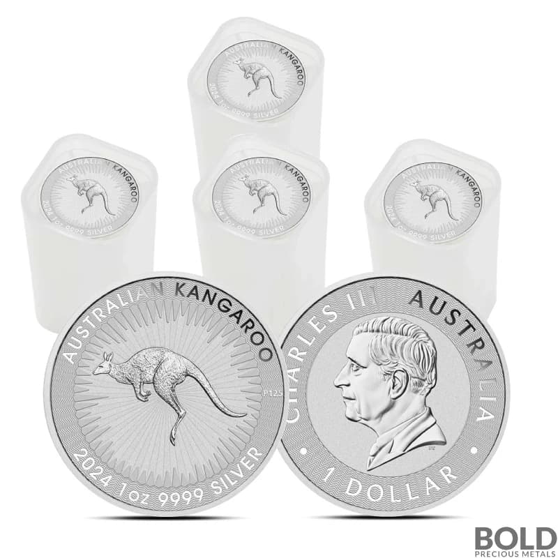 2024 1 oz Perth Kangaroo Silver Coin BU - Lot of 100 (4 Tube of 25)