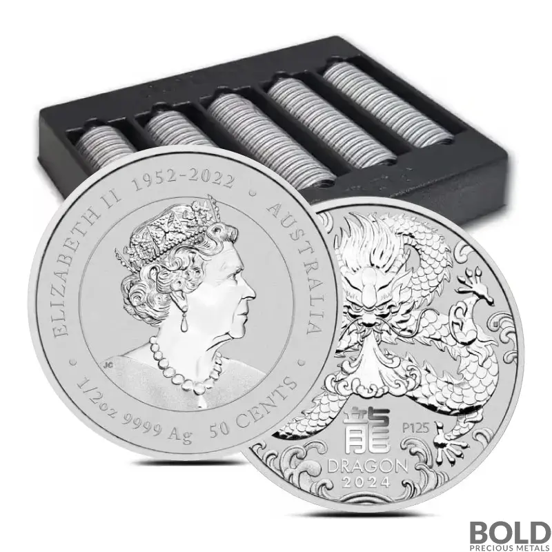 2024 1/2 oz Perth Lunar Year of the Dragon Silver Coin BU - Box of 100